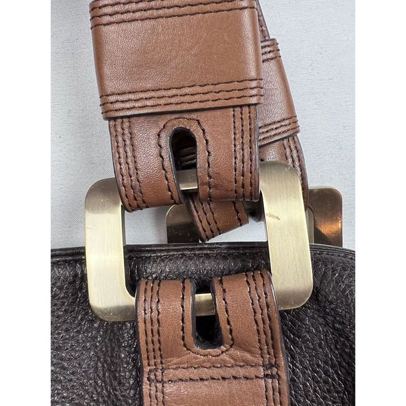 Michael by Michael Kors Brown Pebbled Leather Gold Tone Shoulder Bag Large Purse - Picture 9 of 16